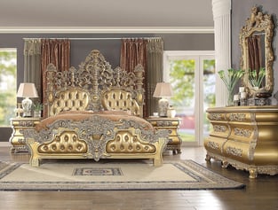 Bedroom  Rich Gold, Gold Finish Homey Design  photo