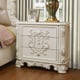 Ivory & Silver Accents King Bedroom Set 3Pcs Carved Wood Homey Design HD-8008I