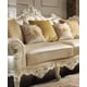 Antique White Tufted Sofa Carved Wood Traditional Homey Design HD-13009 