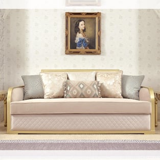 Living Room  Gold Finish, Metallic Homey Design  image