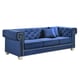 Blue Velvet & Steel Legs Sofa Set 2Pcs Modern Cosmos Furniture Clover Blue
