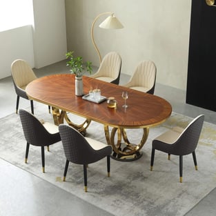 Dining Room  Beige, Gold, Chocolate European Furniture photo