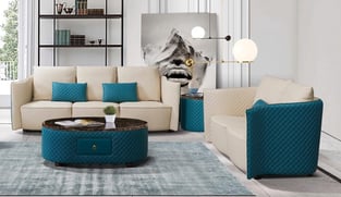 Buy Beige, Blue European Furniture Living Room 