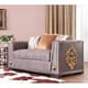 Dark Gray Pearl Fabric & Gold Finish Sofa Set 2Pcs Traditional Homey Design HD-6024-1 