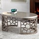 Cobalt Fabric & Silver Finish Sofa Set 5Pcs w/ Coffee Tables Traditional Homey Design HD-701 