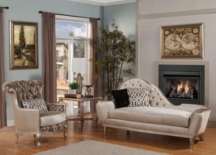 Living Room  Antique, Silver, Pearl White Homey Design  image