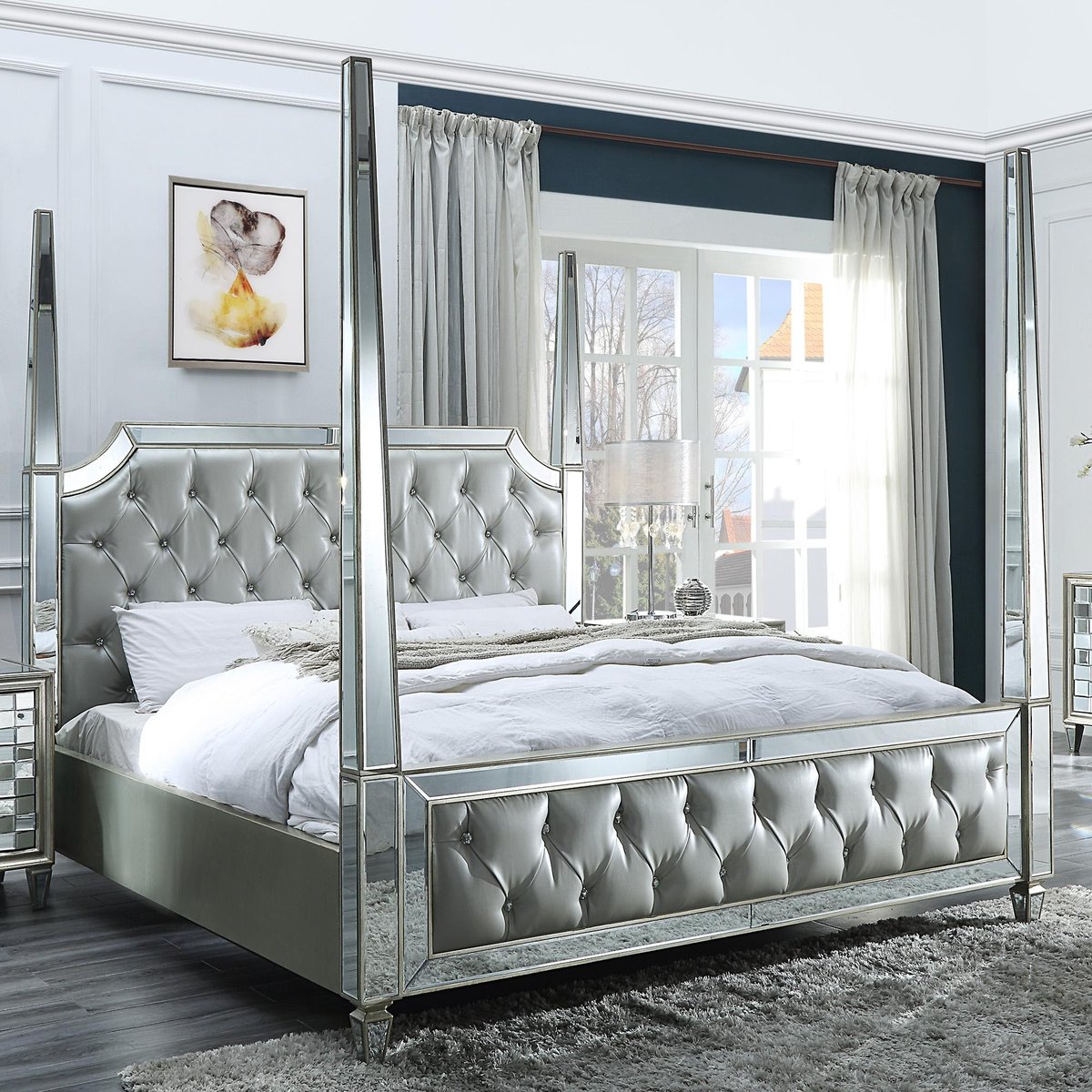 Silver metal deals canopy bed