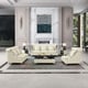 Glam Off-White Italian Leather MAYFAIR Sofa Set 3Pcs EUROPEAN FURNITURE Modern