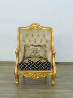 Mahogany, Beige, Gold, Antique, Black, Ebony European Furniture 68585-C Living Room interior