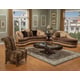 Luxury Golden Beige Dark Brown Living Room Sofa Set 3Pcs Benetti's Emma Classic