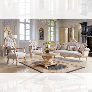 Buy Gold Finish, Light Grey Homey Design  Living Room 