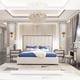 Ostrich Embossed Leather Dark Silver Grey CAL King Bedroom Set 3Pcs Homey Design HD-6040 