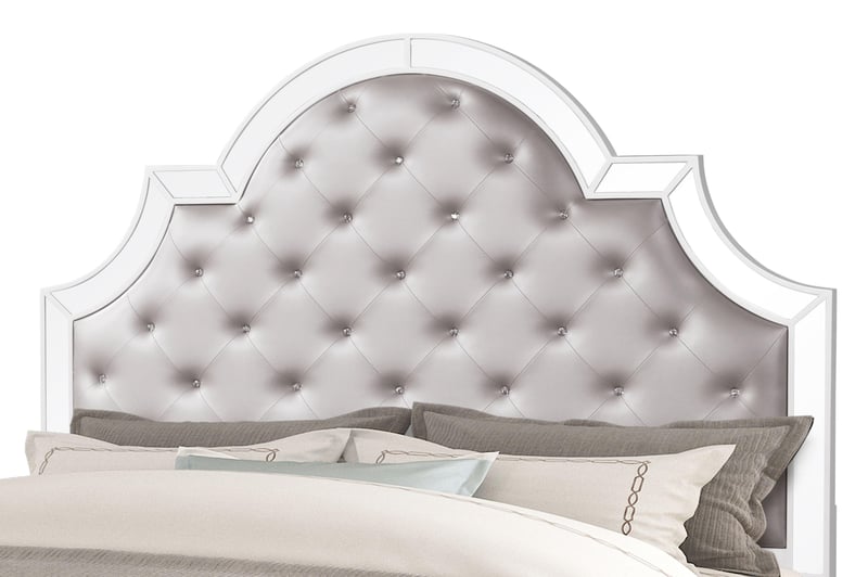 White Finish Queen Bed Contemporary Cosmos Furniture Grand Gloria