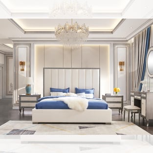 Bedroom  Cream, Mirrored Homey Design  image