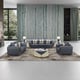 Gray Italian Leather CASTELLO Sofa Set 2Pcs EUROPEAN FURNITURE Contemporary