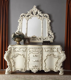 Order White, Gold Homey Design  HD-EK8089-6PC Bedroom now