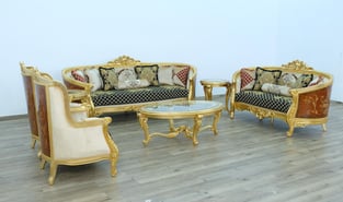 Mahogany, Beige, Gold, Antique, Black, Ebony European Furniture 68585-C-Set-2 Living Room interior