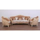 Luxury Sand & Gold Wood Trim VALENTINE Sofa Set 4 Pcs EUROPEAN FURNITURE Classic