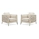 Champagne Gold Metal Fretwork & Wood Chair Set 2Pcs JUST DUET by Caracole 