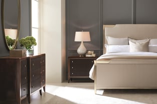 Beige, Ash Gray Caracole CON-CALBED-008 Bedroom interior