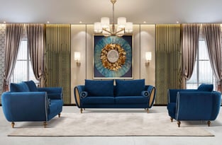 Living Room  Gold, Blue European Furniture image