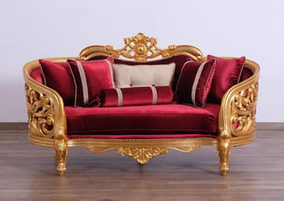 Buy Burgundy, Gold, Antique European Furniture Living Room 