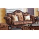 Homey Design HD-66 Luxury Cinnamon Finish Sofa and Chaise 2Pcs Carved Wood