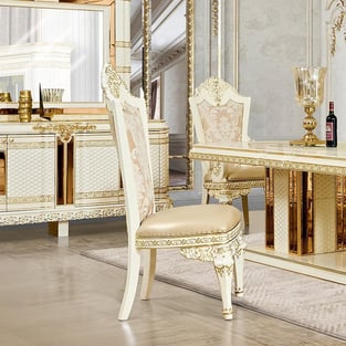 Order Beige, White, Gold Homey Design  HD-D1882-7PC Dining Room now