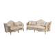Luxury Champagne Chenille Sofa Set 2Pcs Wood Trim BELLA Benetti's Classic