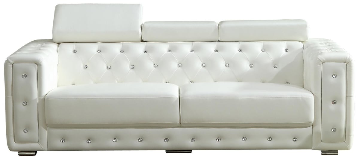 Modern White Faux Leather Sofa 1 pcs Cosmos Furniture 3035WHCHA