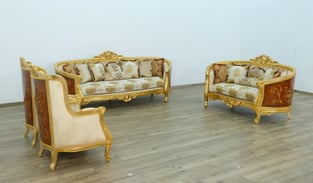 Mahogany, Beige, Gold, Antique, Ebony European Furniture 668584-C-Set-2 Living Room interior