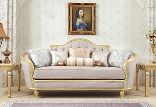 Living Room  Beige, Gold Finish, Metallic Homey Design  image