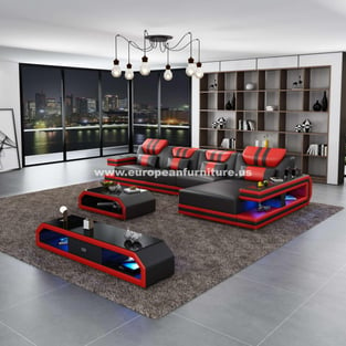 Living Room  Red, Black European Furniture image