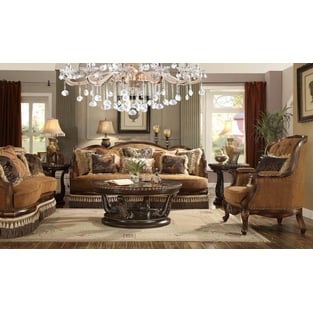 HD-9344-L Traditional Loveseat in Warm Brown Fabric by Homey Design