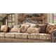 Homey Design HD-1632 Victorian Upholstery Desert Sand Sectional Living Room Sofa Chair and Coffee Table Carved Wood Set 3Pcs