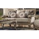 Homey Design HD-303 Luxury Upholstery Pearl Beige Living Room Sofa Loveseat Chair Coffee Table End Table and Clock Set 6Pcs