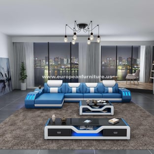 Living Room  White, Blue European Furniture photo