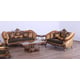 Luxury Black w/Gold & Parisian Bronze ROSELLA Sofa Set 2 Pcs EUROPEAN FURNITURE 