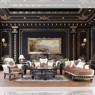 Living Room  Gold Finish, Black Homey Design  photo