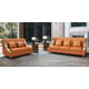Glam Cognac Italian Leather MAYFAIR Sofa Set 2Pcs EUROPEAN FURNITURE Modern