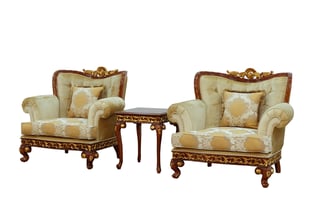 Gold, Sand, Walnut European Furniture 40019-Set-3 Living Room interior