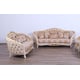 Luxury Beige & Gold Wood Trim VALENTINE Sofa Set 2Pcs EUROPEAN FURNITURE Classic