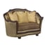 Luxury Golden Sand Silk Chenille Love seat Benetti’s Corsican Exposed Wood