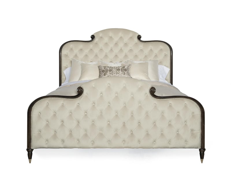 Cream Performance Fabric Fully Upholstered Queen Bed EVERLY by Caracole 