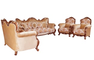 Brown, Gold, Antique, Silver European Furniture 38994-Set-3 Living Room interior