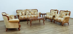 Gold, Sand, Walnut European Furniture 40019-Set-4 Living Room interior