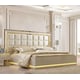 Quilted Hdb Glossy Ivory CAL King Bedroom Set 6 Pcs w/ Led Homey Design HD-9935 