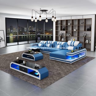 Living Room  White, Blue European Furniture image