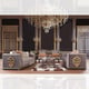 Dark Gray Pearl Fabric & Gold Finish Armchairs Set 3Pcs Traditional Homey Design HD-6024-1 
