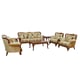 Luxury Walnut & Gold Wood Trim FANTASIA Sofa Set 3Pcs EUROPEAN FURNITURE Classic